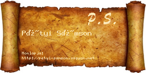 Pétyi Sámson névjegykártya